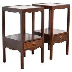 Henredon Georgian Carved Mahogany Nightstands, Pair