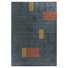 Alfombra rectangular gris oscuro L2 Lines 300 en viscosa tejida a mano by Mohebban