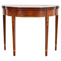Henkel Harris Federal Inlaid Mahogany Flip Top Console Game Table