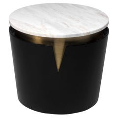 Moon Side Table Estremoz Marble Top and Brass, Handcrafted in Portugal by Duistt