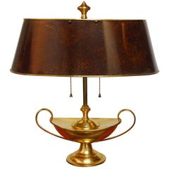 French Tole Bouillotte Style Brass Table Lamp