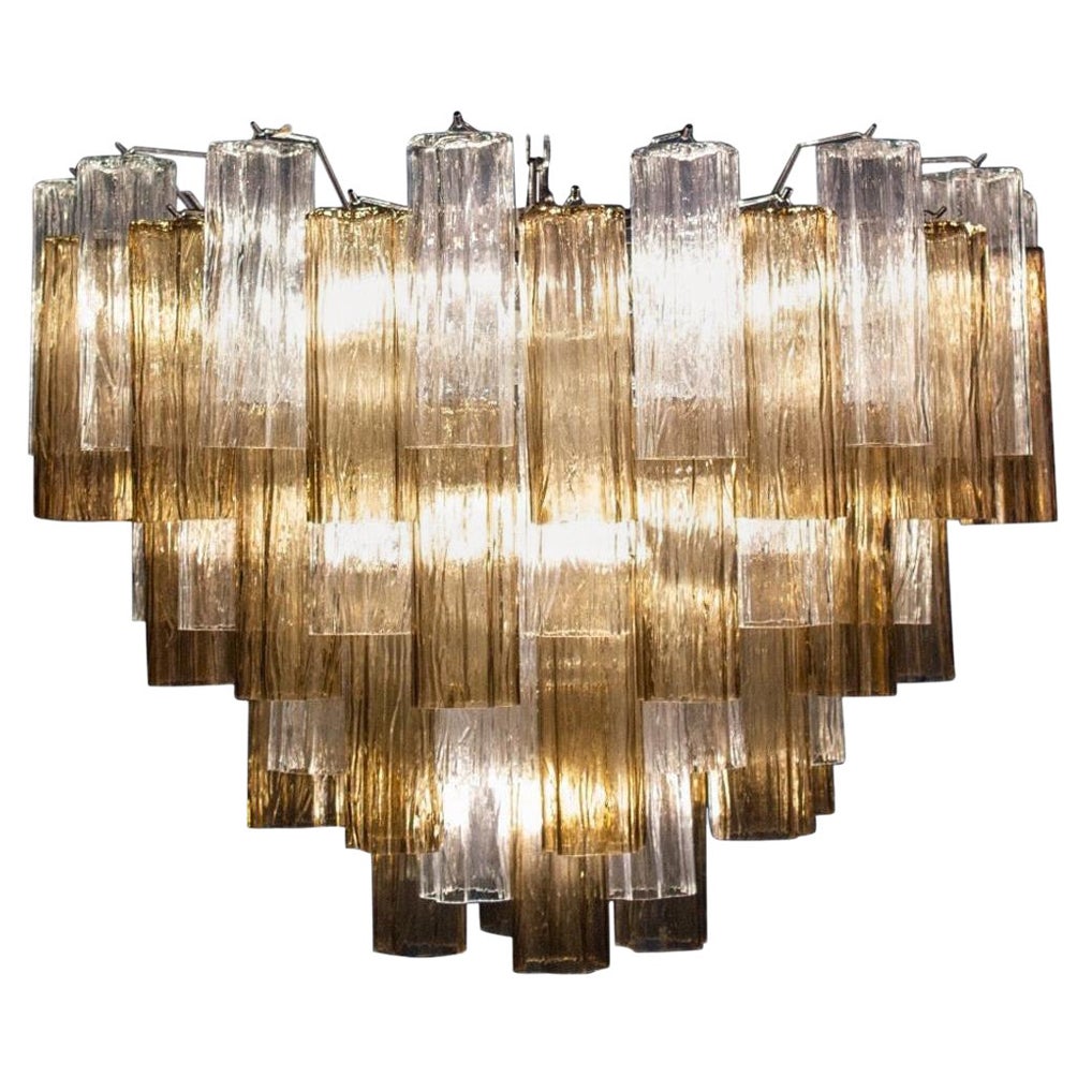 Lustre ou plafonnier Tronchi moderne en verre de Murano fumé et transparent