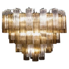Lustre ou plafonnier Tronchi moderne en verre de Murano fumé et transparent
