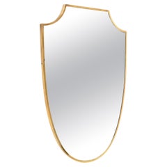 Italian Solid Brass Shield Mirror, Gio Ponti Style, Italy 1950s