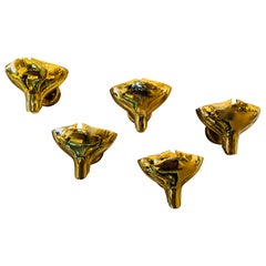 Set von fünf italienischen Wandleuchten aus polierter Bronze von Fratelli Martini aus dem Jahr 1980