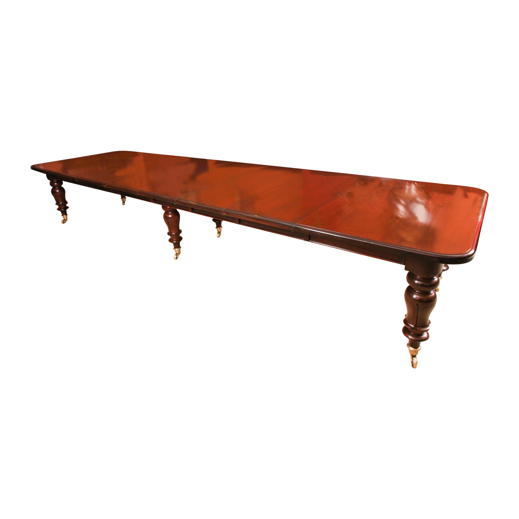 Ancienne table de salle à manger à rallonge William IV de 15 pieds 19ème siècle