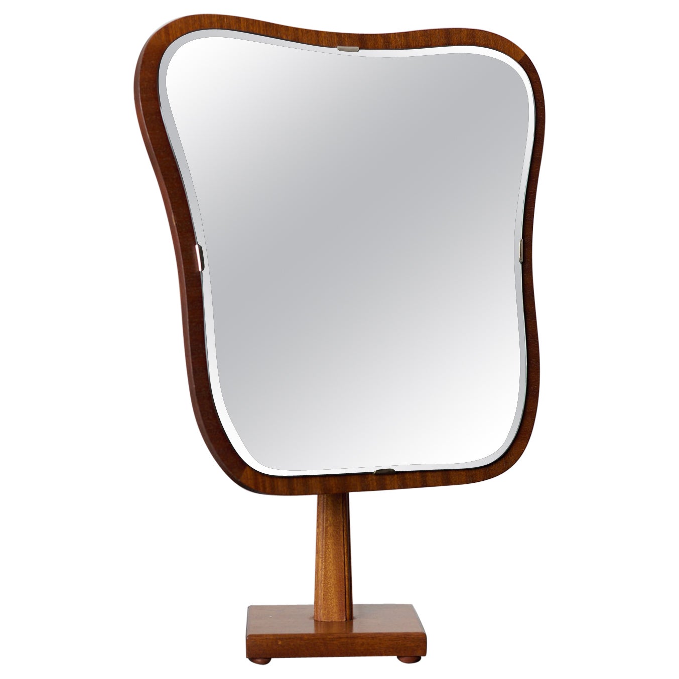 Scandinavian Modern Teak Table Mirror from Sweden with Organic Shape, Circa 1950