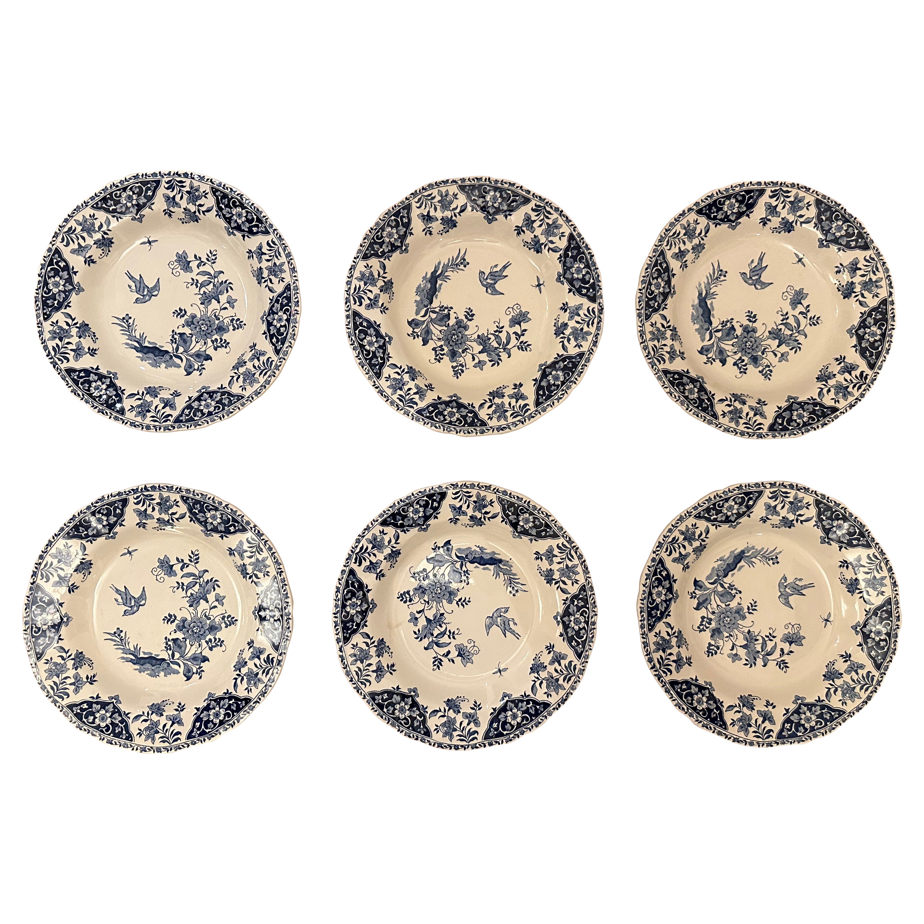 Set di 6 piatti fondi Decor Blue Delft di Gien. Francia