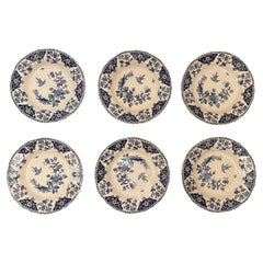 Vintage Dinnerware set of 6 Deep Plates Decor Blue Delft by Gien. France