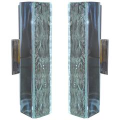 Pair of Max Ingrand for Fontana Arte Chiseled Glass & Nickel Wall Sconces 11