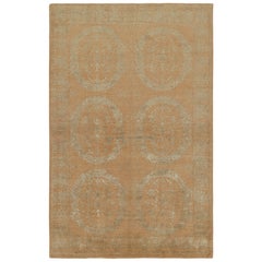 Rug & Kilim’s Custom Floral Beige Green Wool and Silk Rug – “Catana”