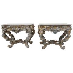 Pair of 19th Century French Rococo Style Consoles
