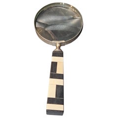 Important Very Large Original Bone and Onyx Magnifying Glass