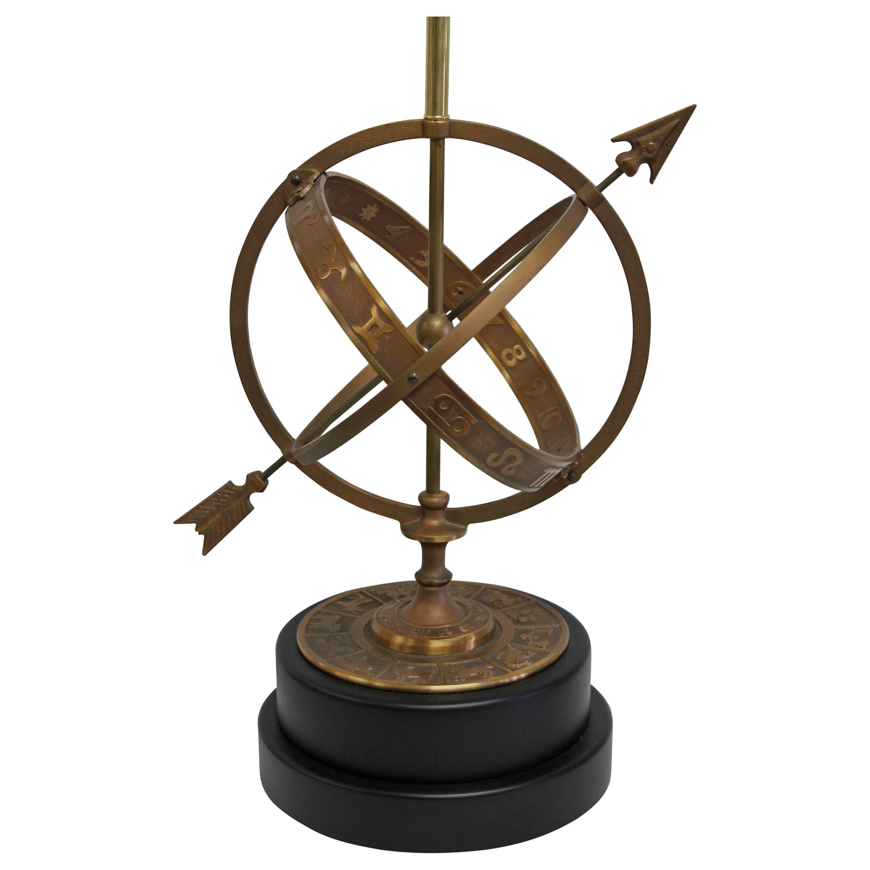 Bronze Astrological Armillary Table Lamp, Frederick Cooper Lamp Co.
