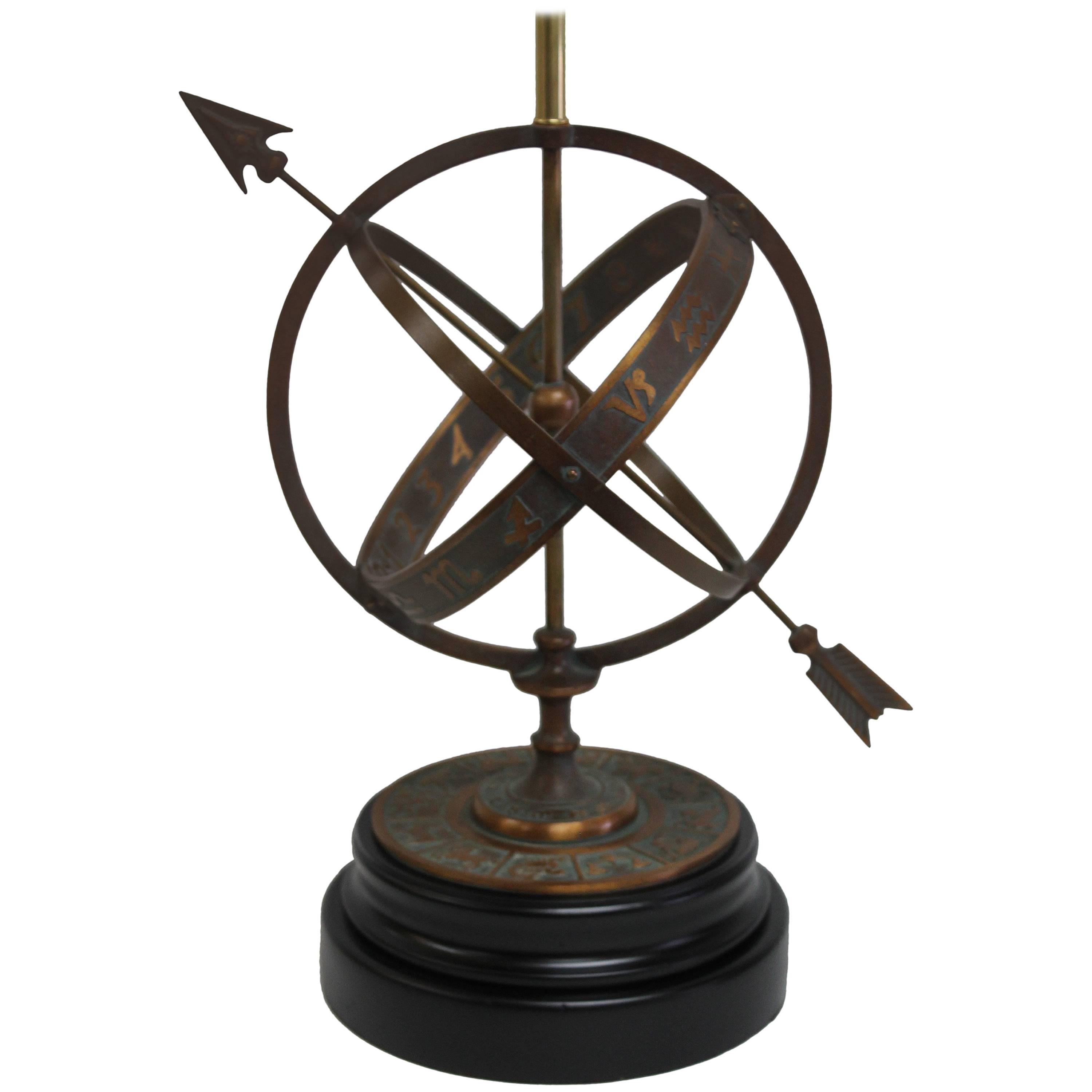 Bronze Astrological Armillary Table Lamp, Frederick Cooper Lamp Co.