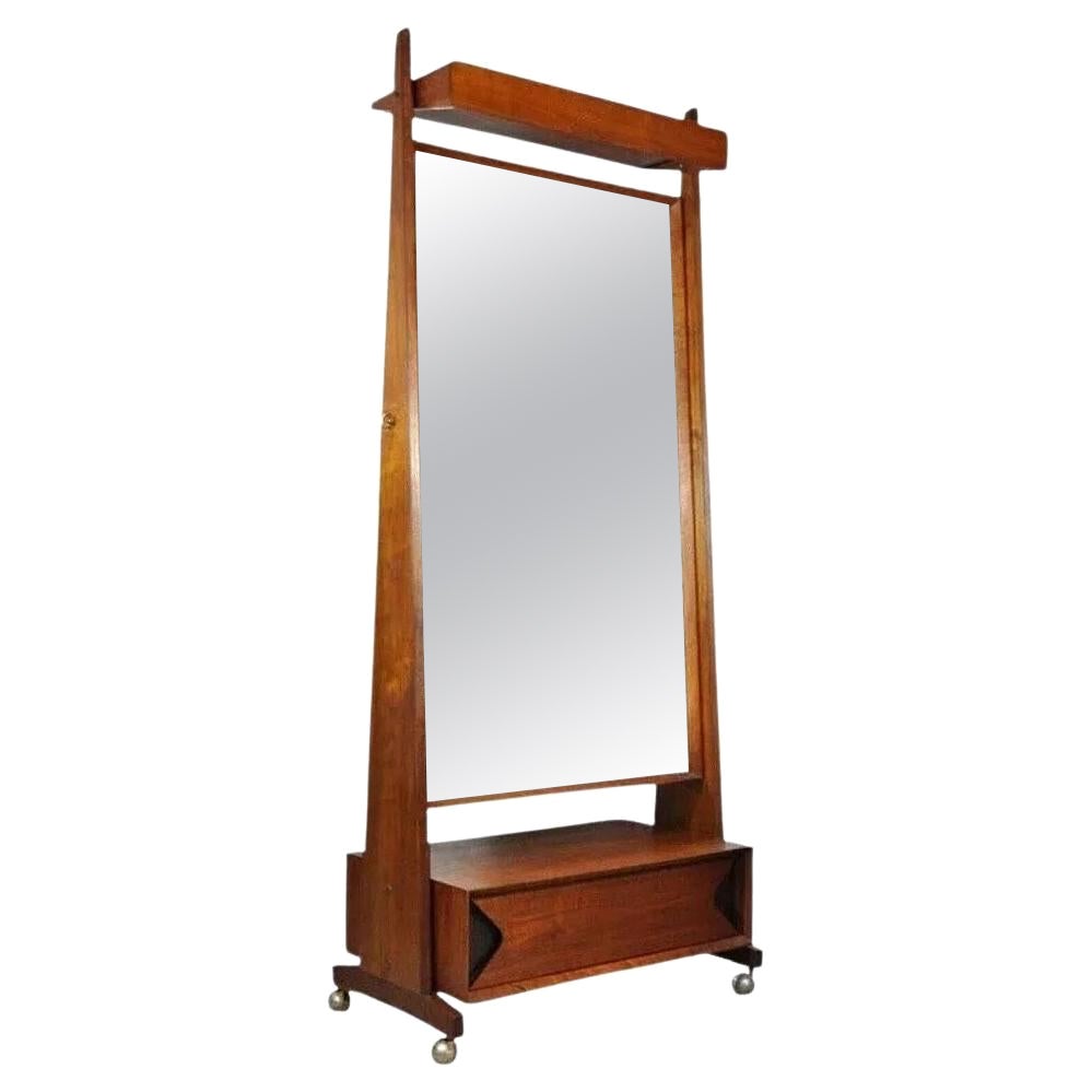 Marc Berge Grosfeld House Mid Century Danish Modern Walnut Full Length Mirror (miroir pleine longueur en noyer) en vente