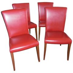 Poltrona Frau Vittoria Leather Chairs in Red 'Carminio' Color