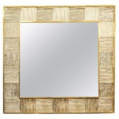Artisan Murano Glass Tile and Brass Framed Mirror