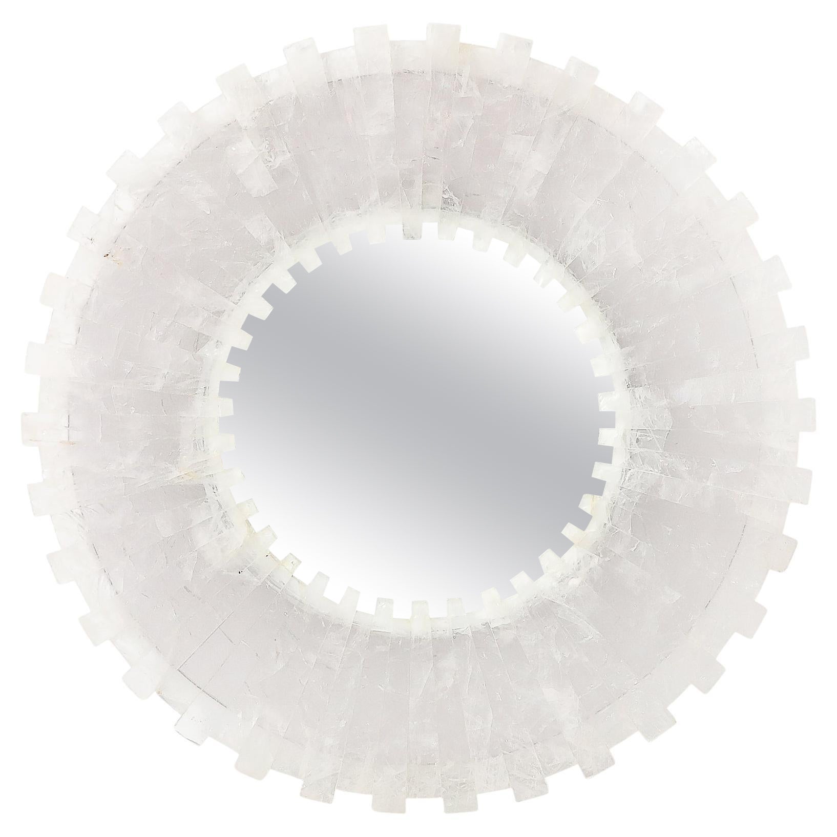 Modernist Custom Tessellated Starburst Rock Crystal Mirror von High Style Deco
