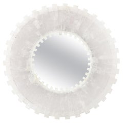 Modernist Custom Tessellated Starburst Rock Crystal Mirror by High Style Deco