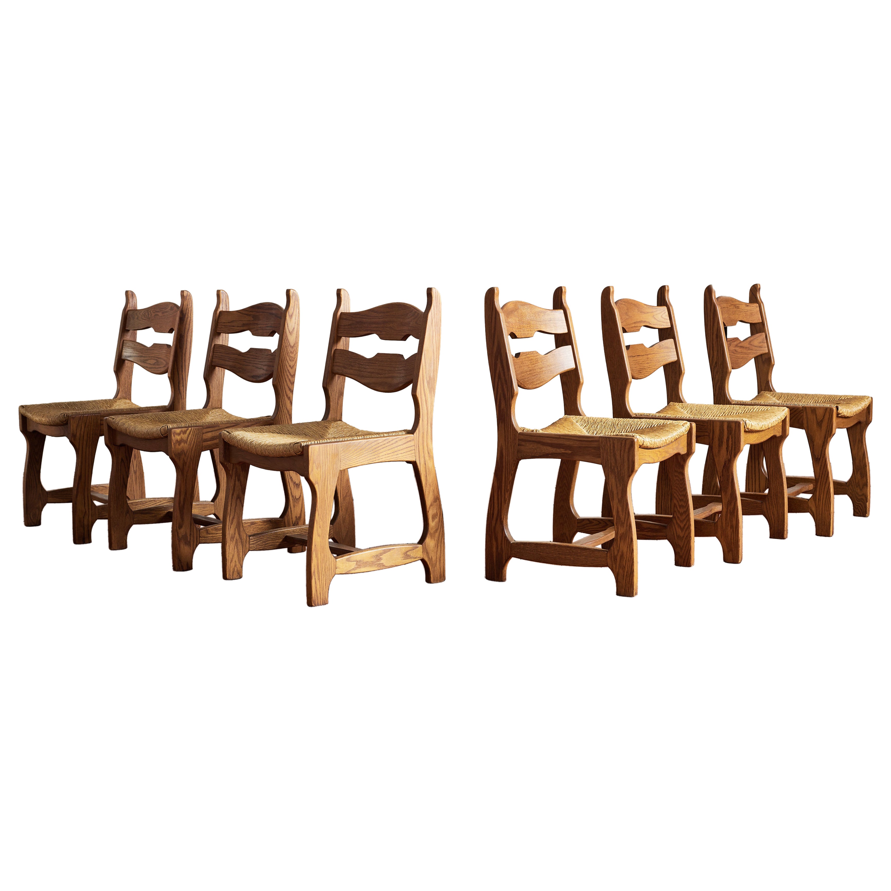Set of 6 Guillerme et Chambron attributed Dining Chairs