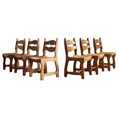 Ensemble de 6 chaises de salle à manger attribuées à Guillerme et Chambron
