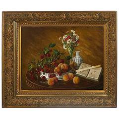 French Oil on Canvas Still Life Signed Brun, 19th Century