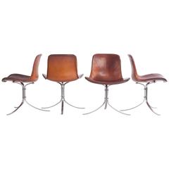 Four Chairs Pk9, Poul Kjaerholm for E. Kold Christensen, First Production, 1961
