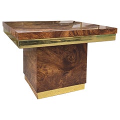 Laminated Burl Wood And Brass Table