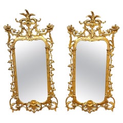 Pair of Georgian Chinoiserie Style Carved Giltwood Mirrors