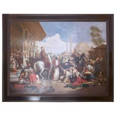 Monumental Oil on Canvas "The Vizier Visit" in the Style of George Washington