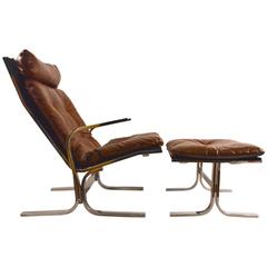 Chrome Lounge Chair and Ottoman