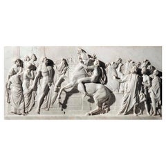 Solid marble relief of Alexander taming Bucephalus