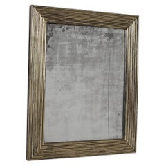 Incredible French 19Th C. Reeded Brass Bistro Mirror