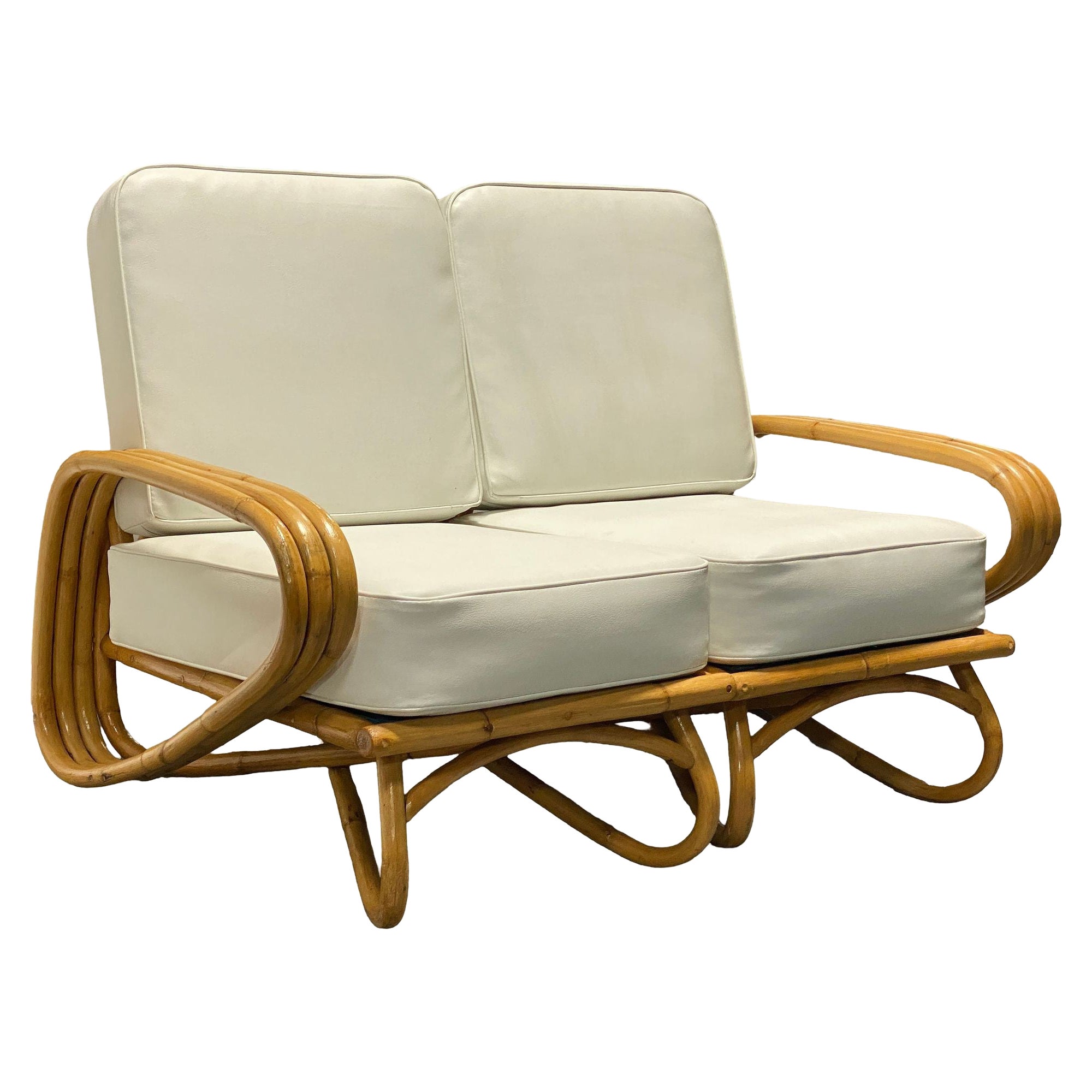 Restored "Triple Triangle" 3-strand Sectional Sectional Settee W/ Loop Base For Sale