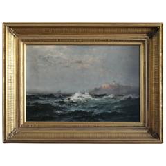 Edward Moran Impressionist Marine Oil Painting with Sailboats