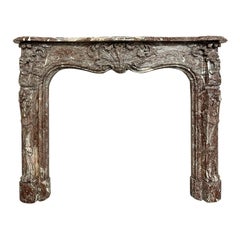 Grande cheminée française ancienne en marbre Louis XV