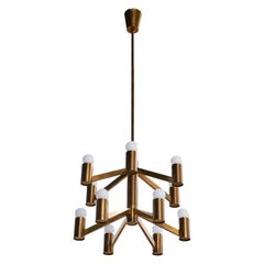 Danish Designer, Chandelier, Brass, Denmark, 1960s