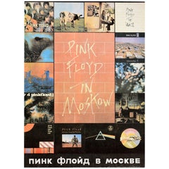 Rare affiche de concert vintage originale Pink Floyd à Moskow, Moscou, URSS