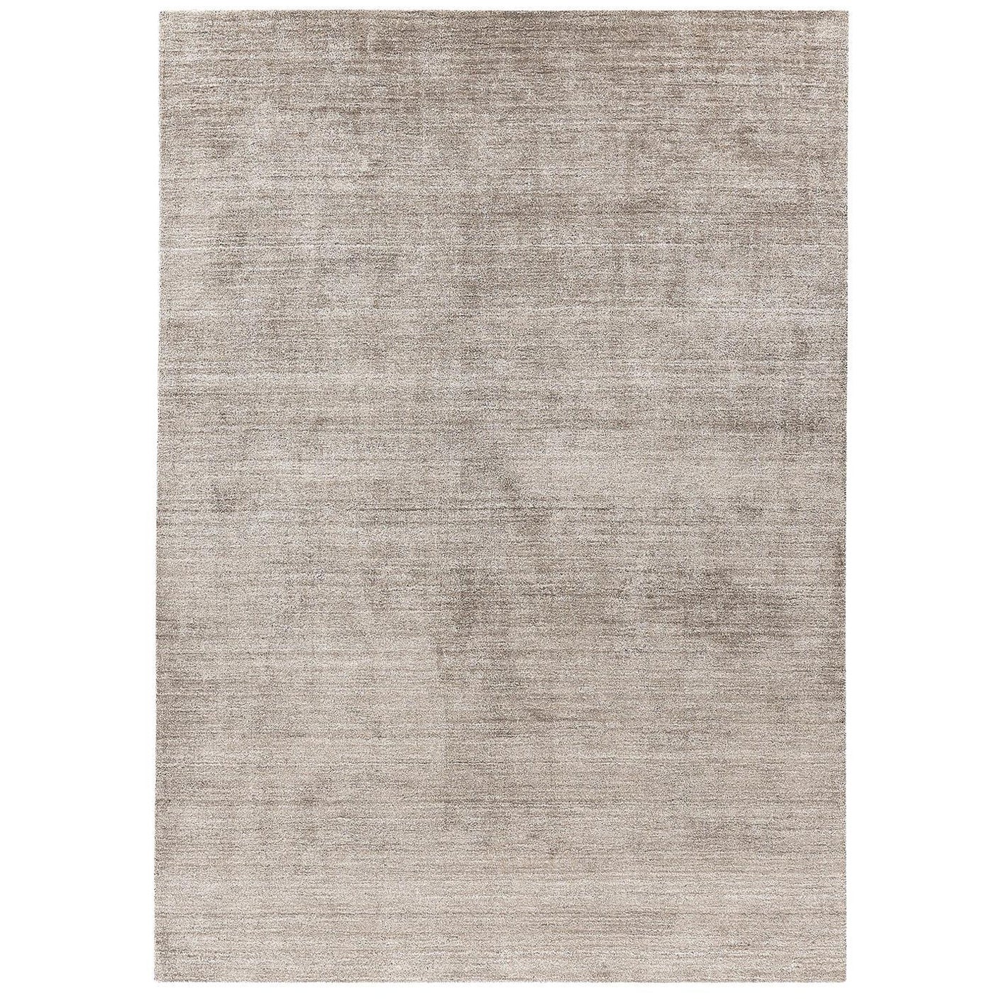 Alfombra rectangular Artisan Greige Pure 300 de seda de bambú tejida a mano by Mohebban