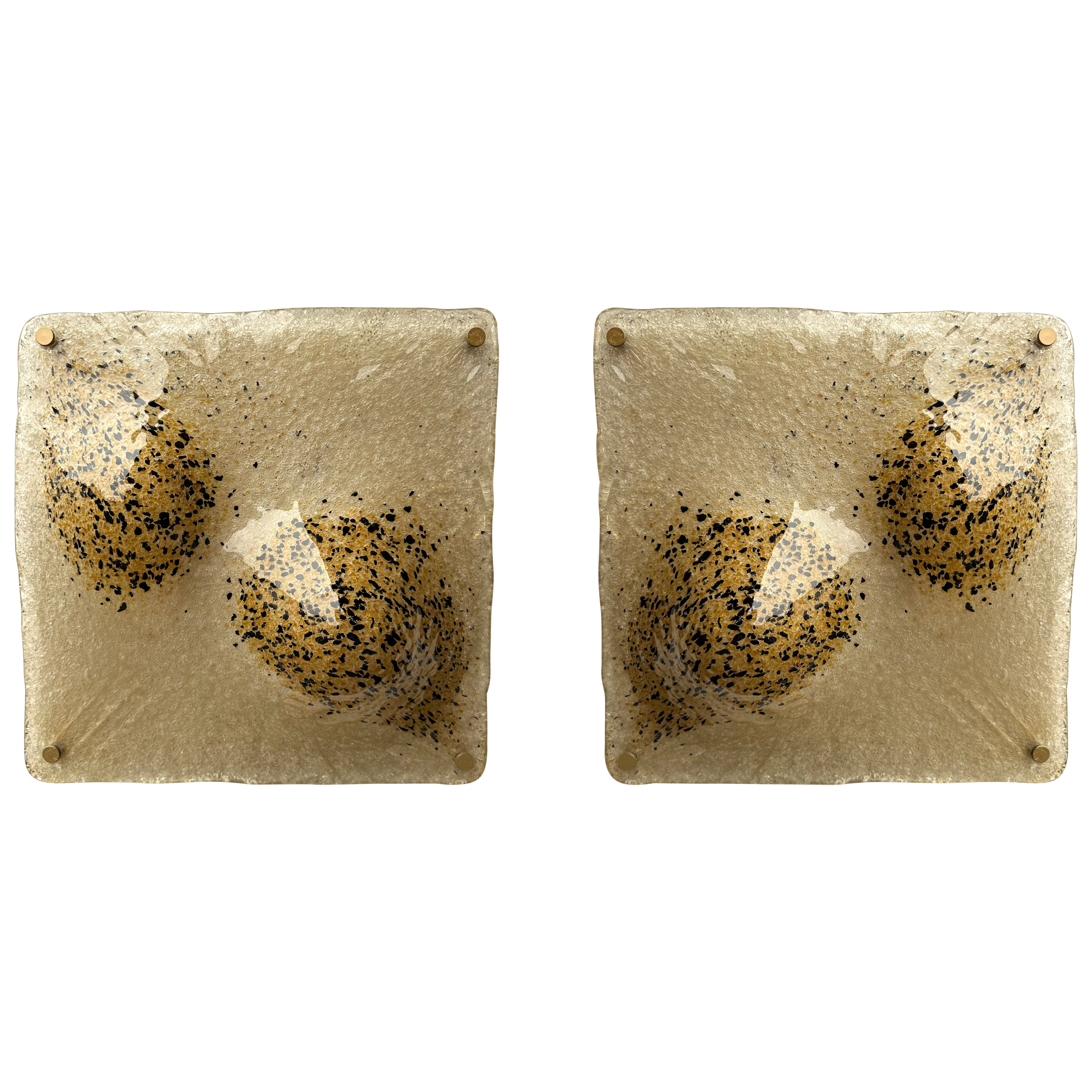 Pair of Sconces Blumpy Murano Glass and Gilt Metal. Italy, 1970s