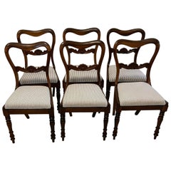Juego de seis sillas de comedor antiguas de palisandro de calidad victoriana