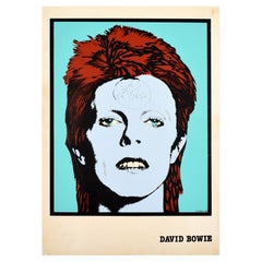 Original Vintage Music Poster David Bowie Portrait Ziggy Stardust Rock Star