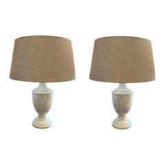 Cream Bone Finial Shaped Lamps With Shades, Indonesia, Contemporary