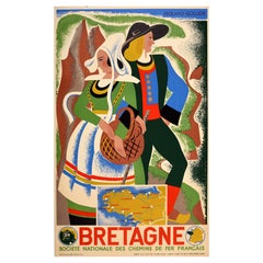Affiche de voyage originale Bretagne Roland Goujon SNCF Railway