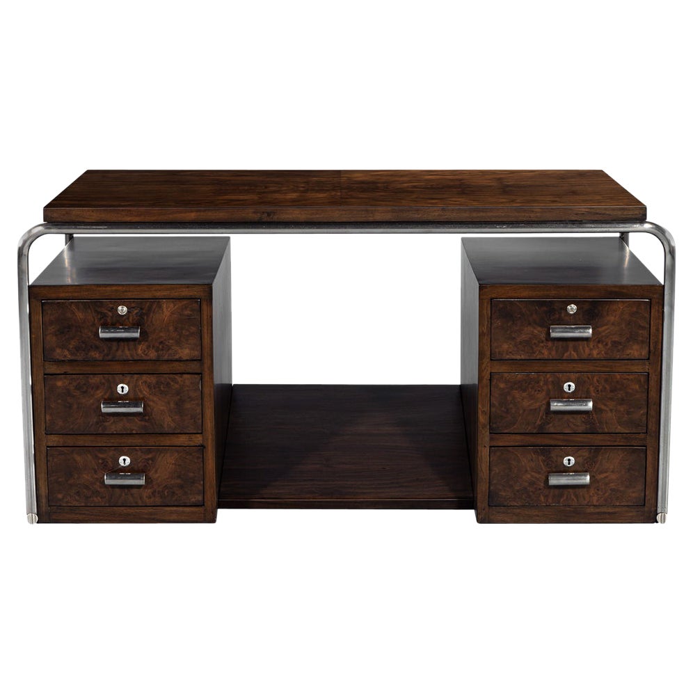 Mid-Century Modern Walnut Bauhaus Writing Desk