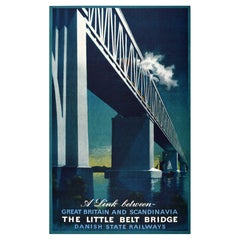 Original Vintage Travel Poster Little Belt Bridge Great Britain Scandinavia