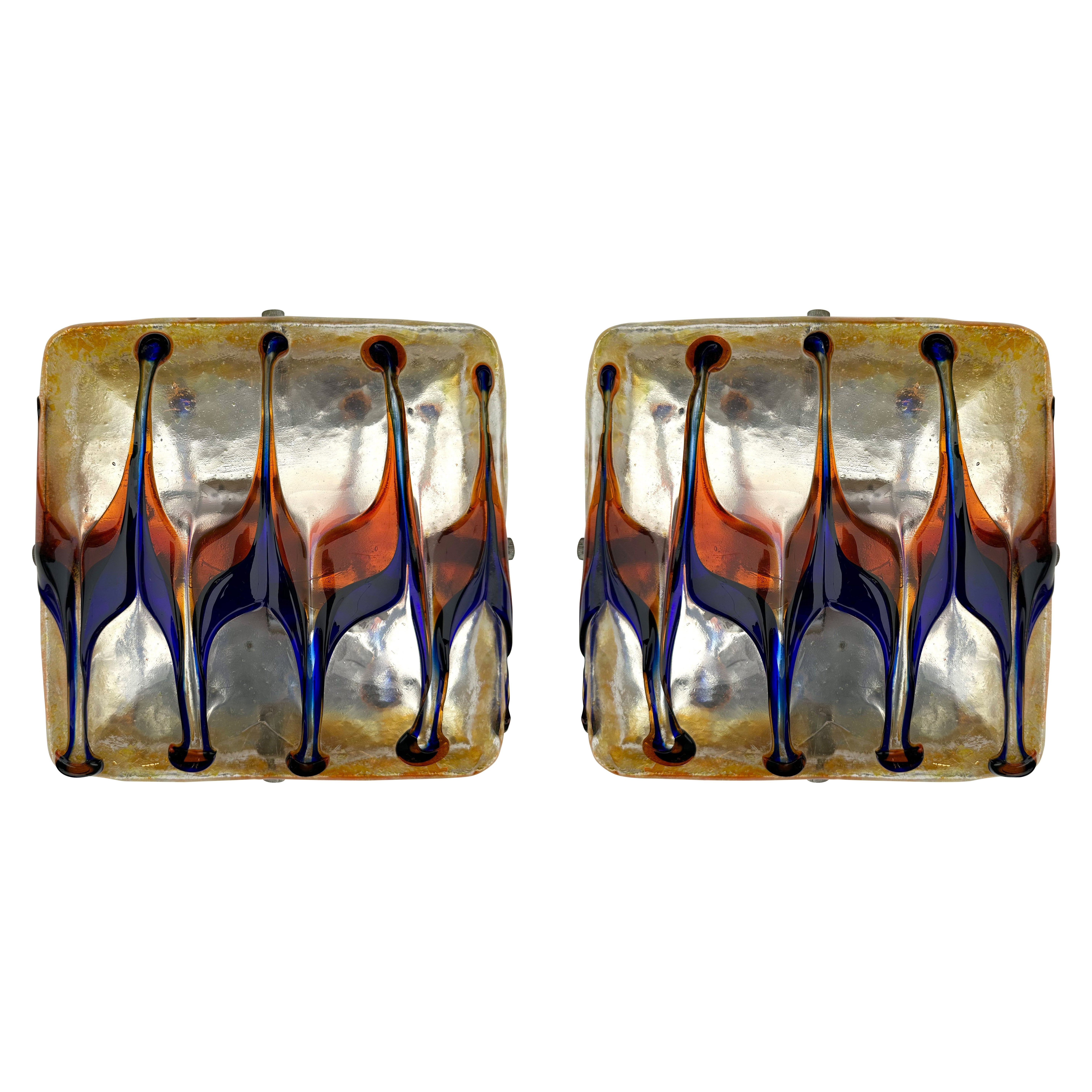 Pair of Sconces Harlequin Murano Glass. Italy, 1970s