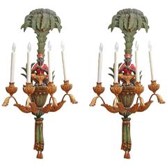 Pair of Carved Light Sconces with Blackamoors 4