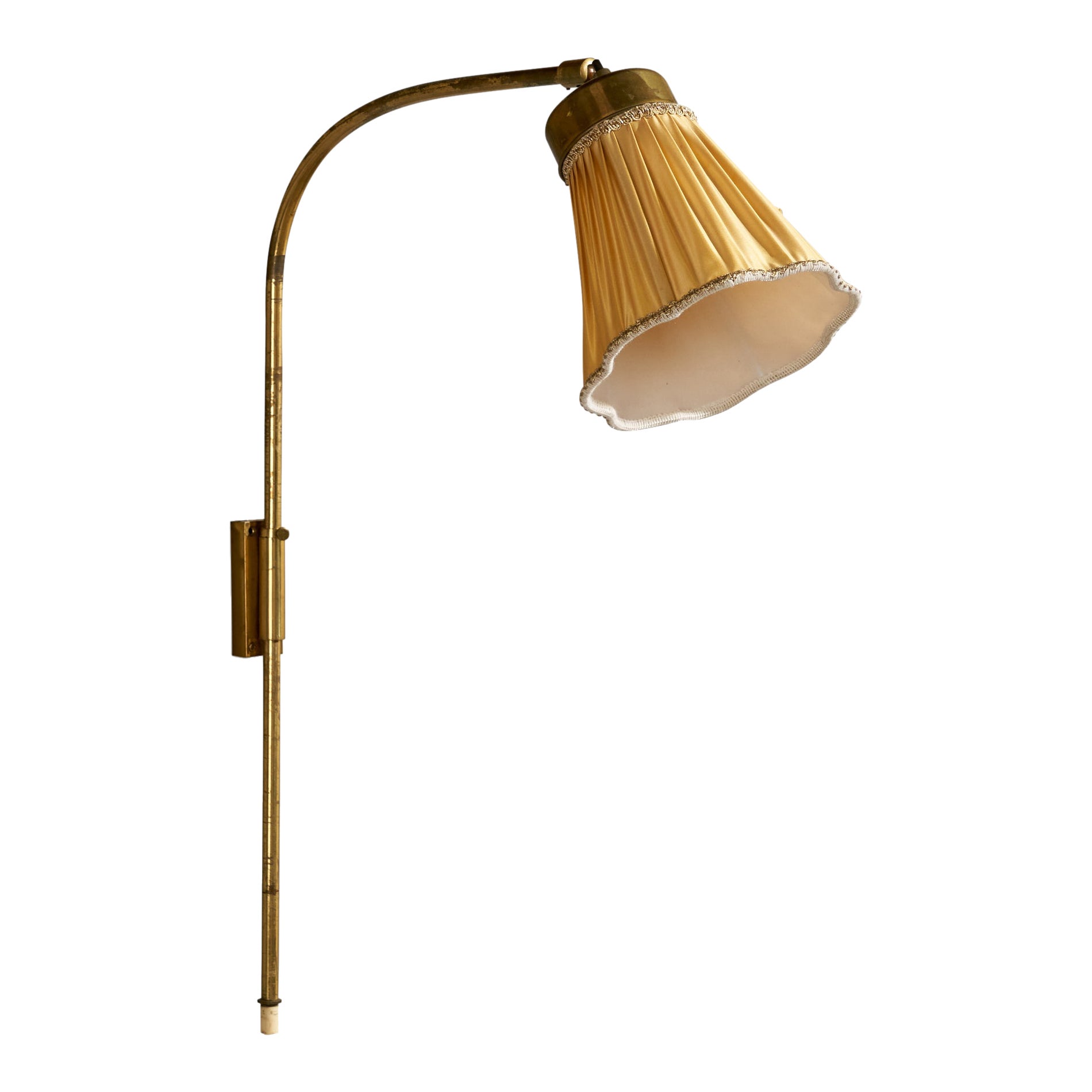 Josef Frank, Wall Light, Brass, Fabric, Sweden, 1950s